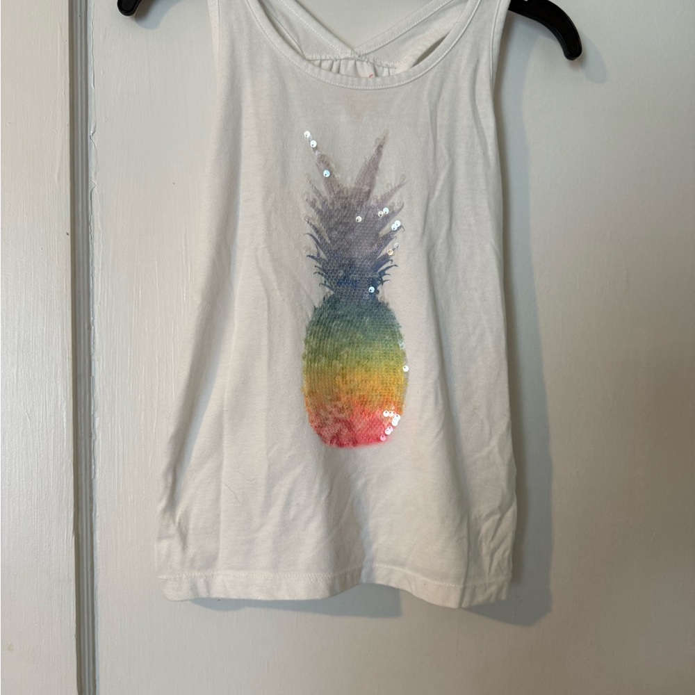 Cat & Jack White and Red Tank Top with Pineapple Design